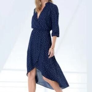 Laundry By Shelli Segal Navy Polka Dot Midi Dress